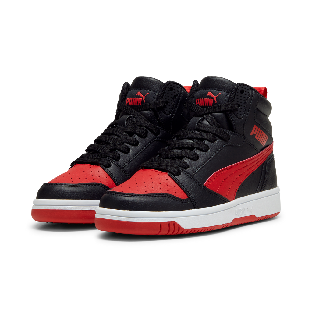 Sneakers alte da ragazzo nere con dettagli rossi Puma Rebound V6
