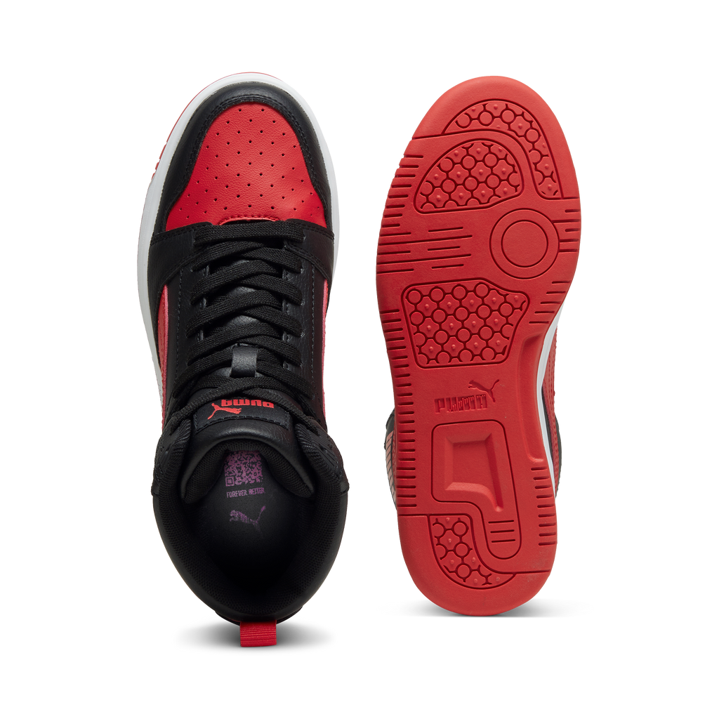 Sneakers alte da ragazzo nere con dettagli rossi Puma Rebound V6