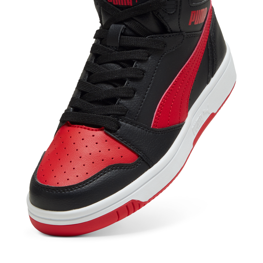 Sneakers alte da ragazzo nere con dettagli rossi Puma Rebound V6