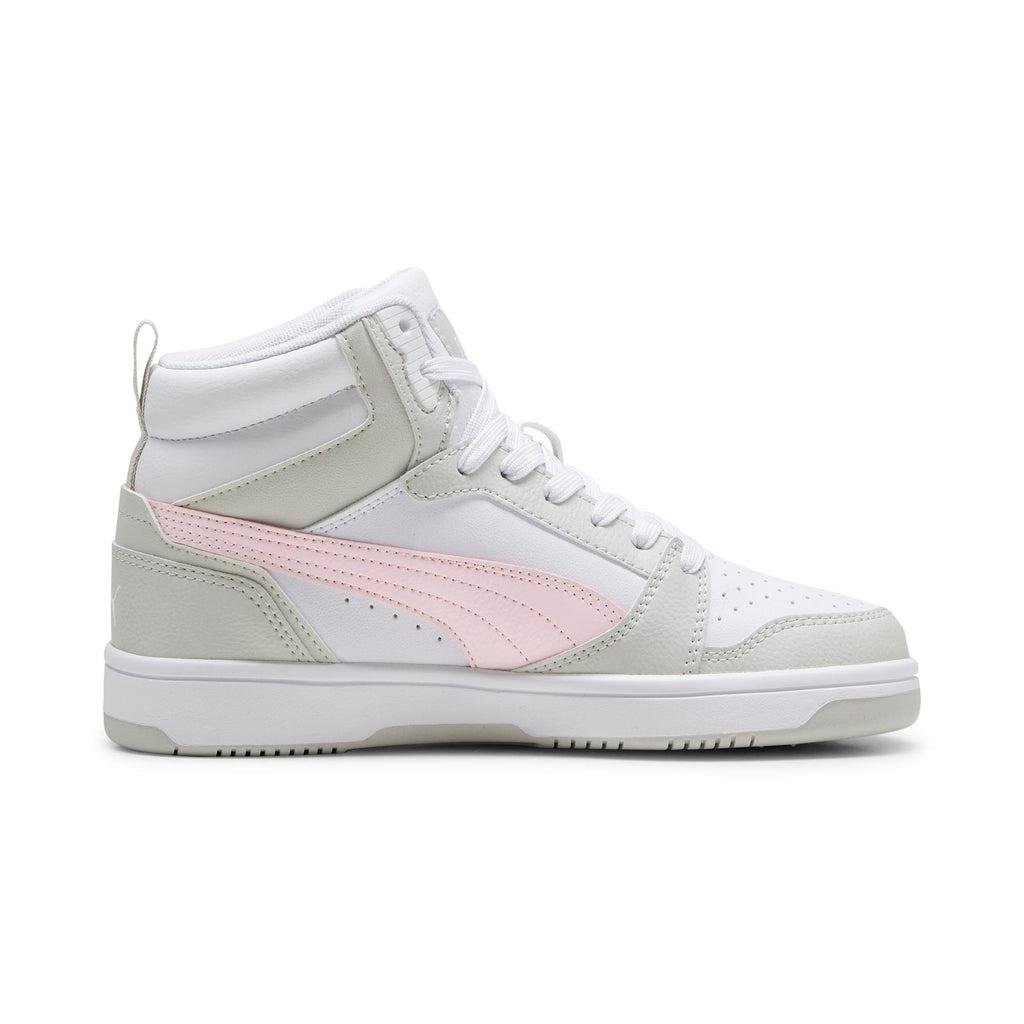 Sneakers alte da ragazza bianche con dettagli rosa e beige Puma Rebound V6