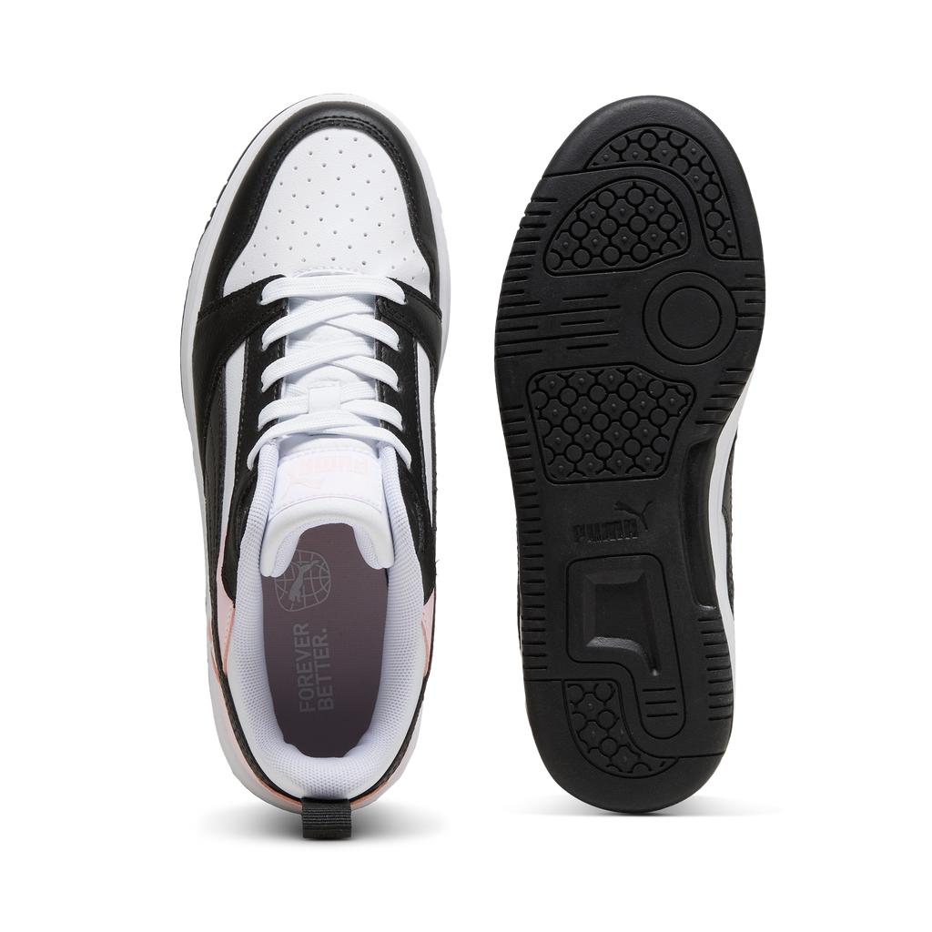 Sneakers da ragazza bianche e nere con dettagli rosa Puma Rebound V6