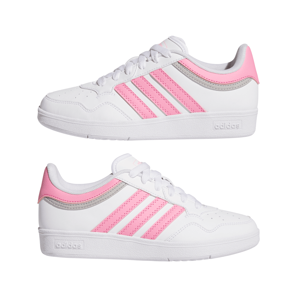 Sneakers bianche con inserti rosa e grigi da Ragazza adidas Hoops 4.0