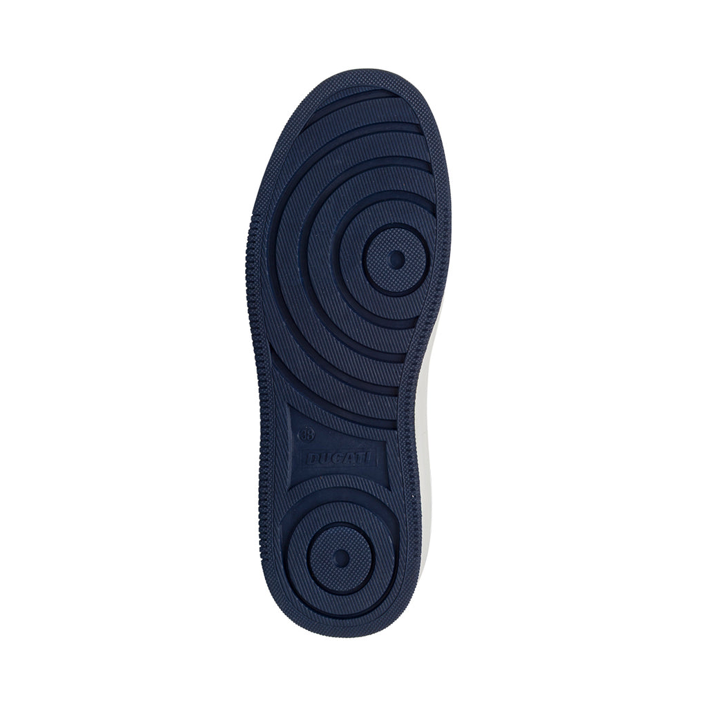 Sneakers bianche e blu da ragazzo con logo e dettagli verdi Ducati