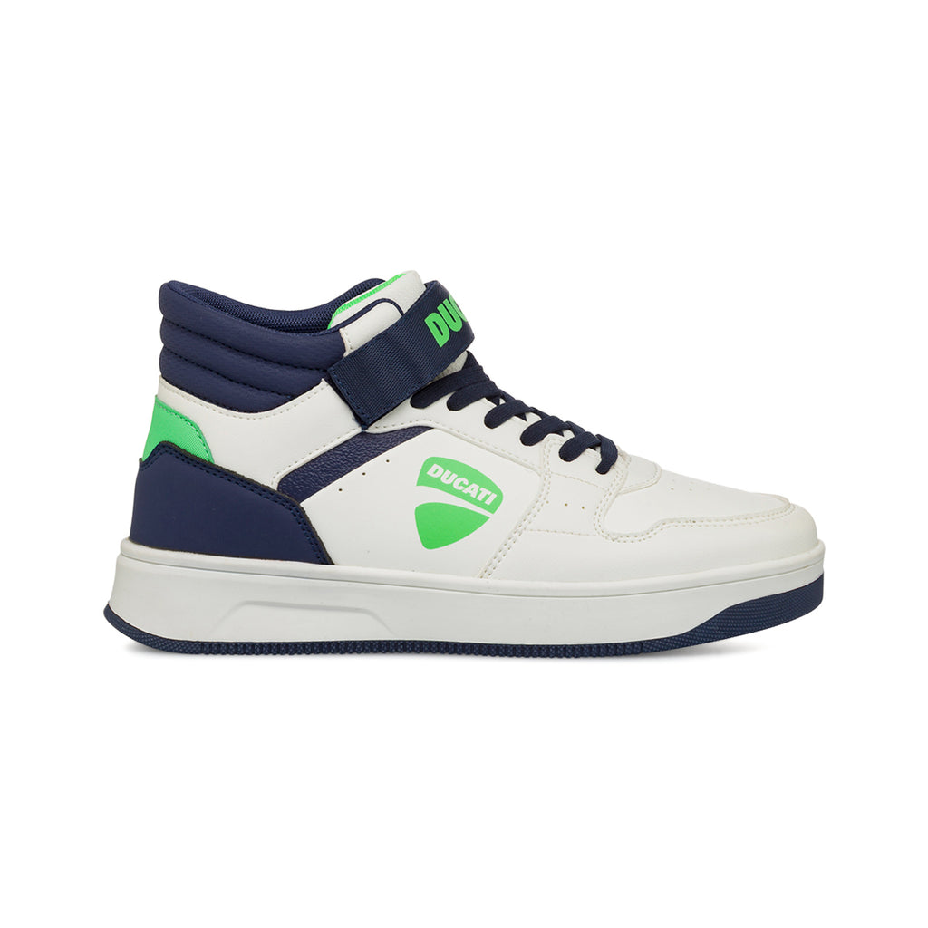 Sneakers alte bianche e blu da Ragazzo con strappo Ducati