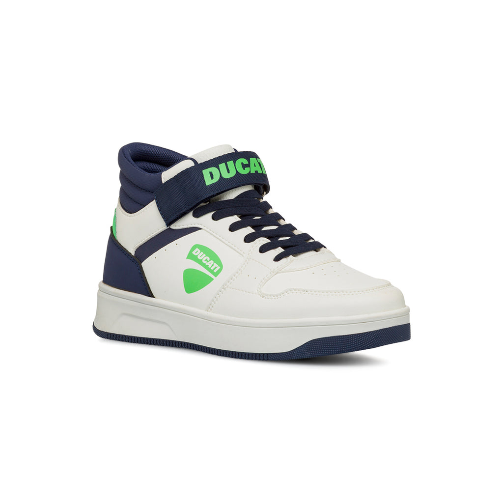 Sneakers alte bianche e blu da Ragazzo con strappo Ducati