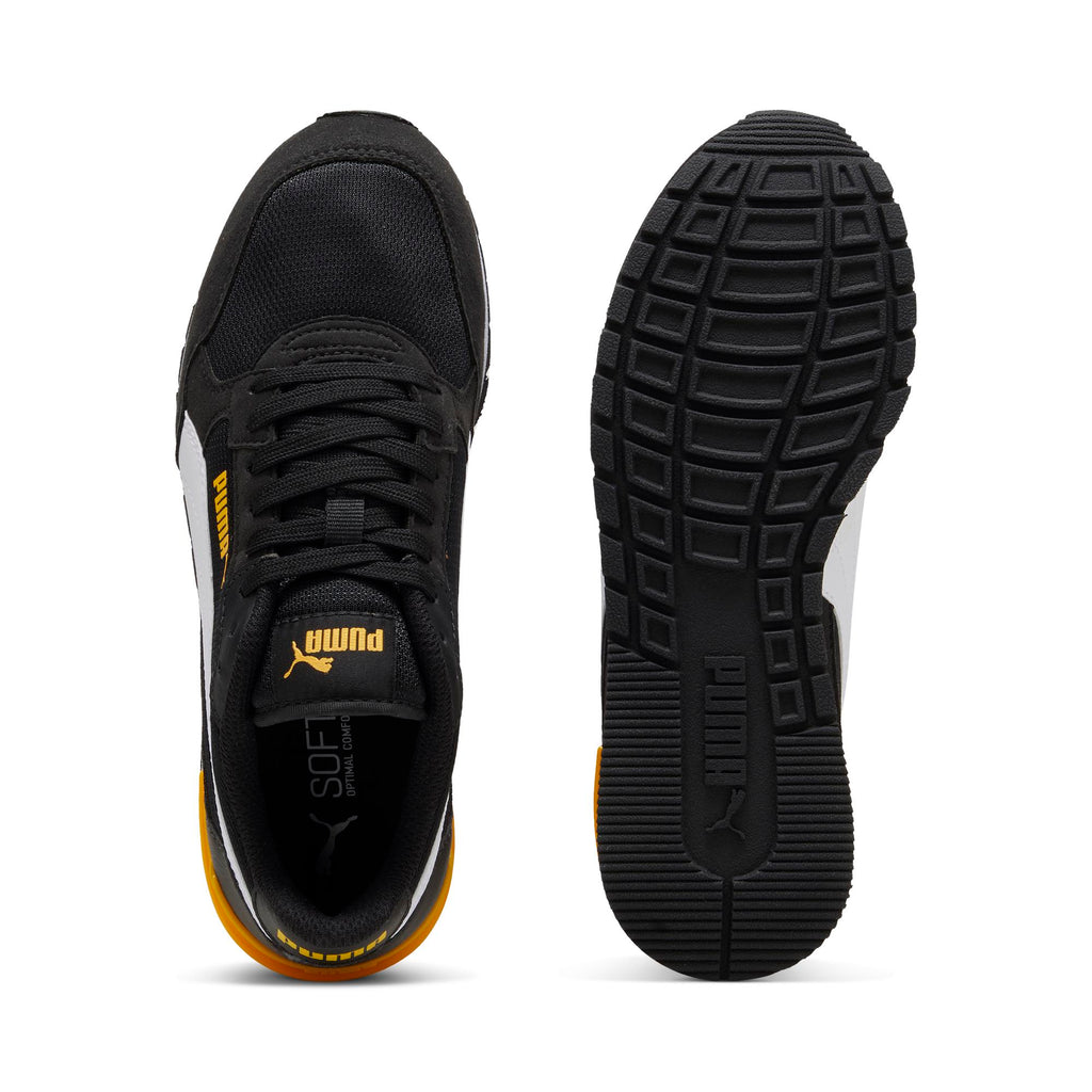 Sneakers da ragazzo nere con dettagli gialli Puma Runner V4