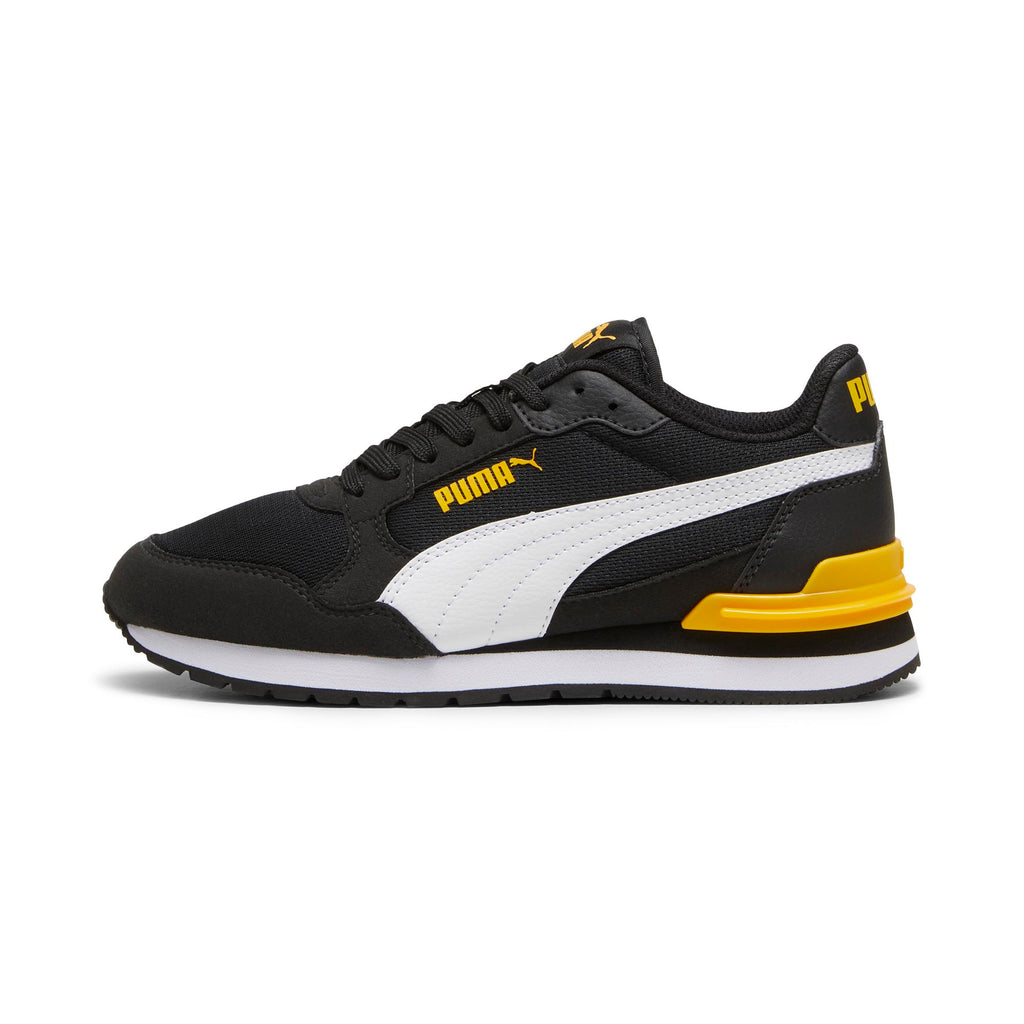 Sneakers da ragazzo nere con dettagli gialli Puma Runner V4