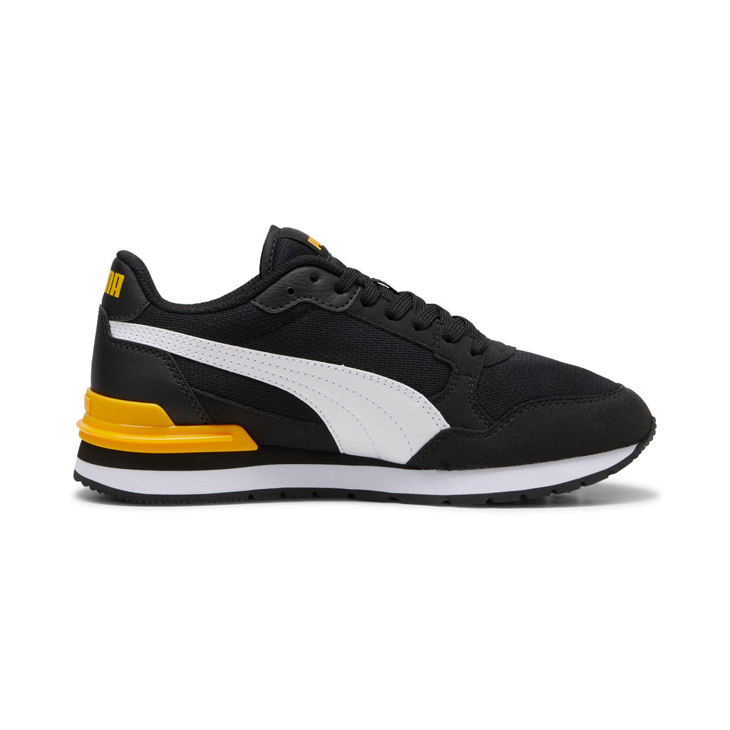 Sneakers da ragazzo nere con dettagli gialli Puma Runner V4