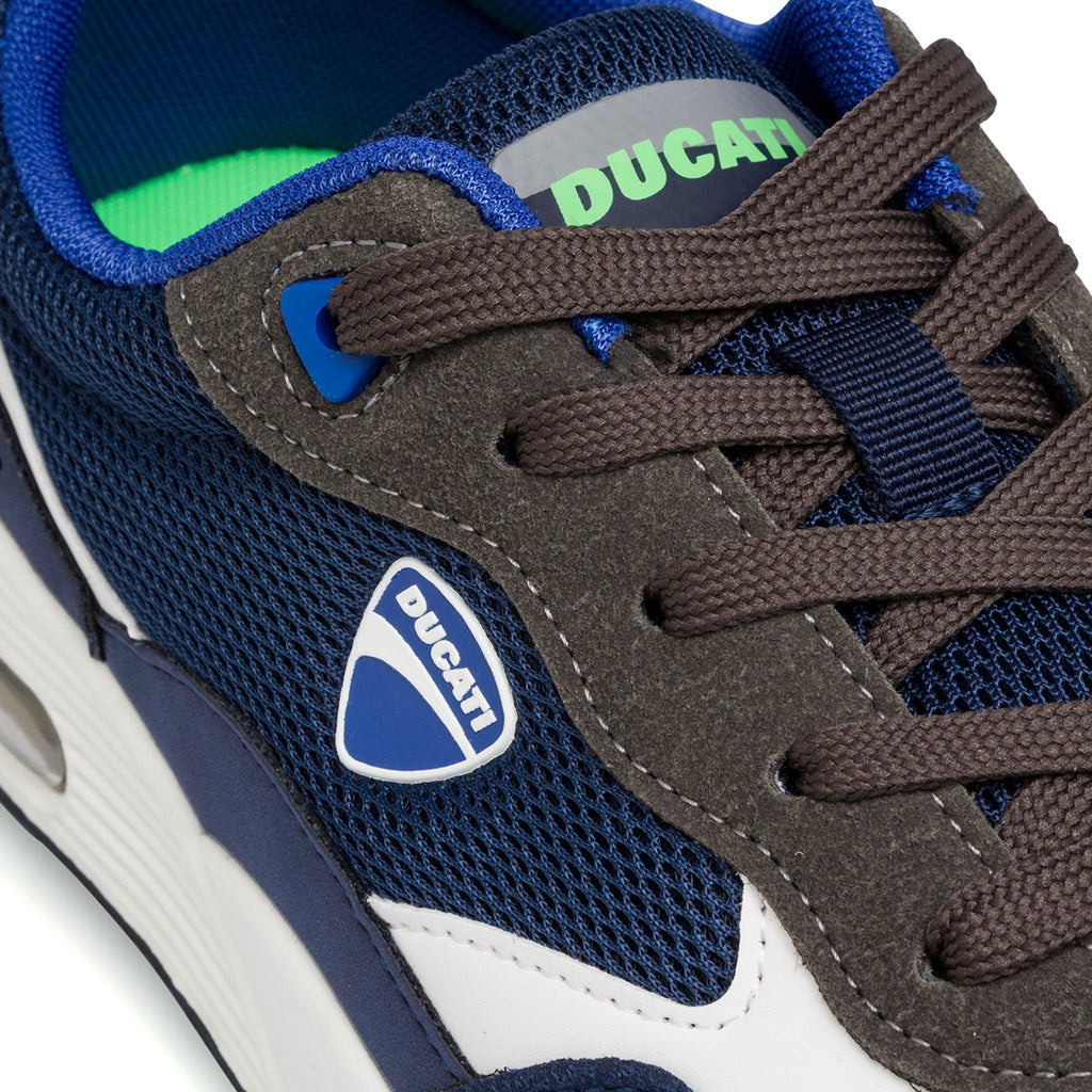 Sneakers blu da ragazzo con ammortizzazione ad aria Ducati