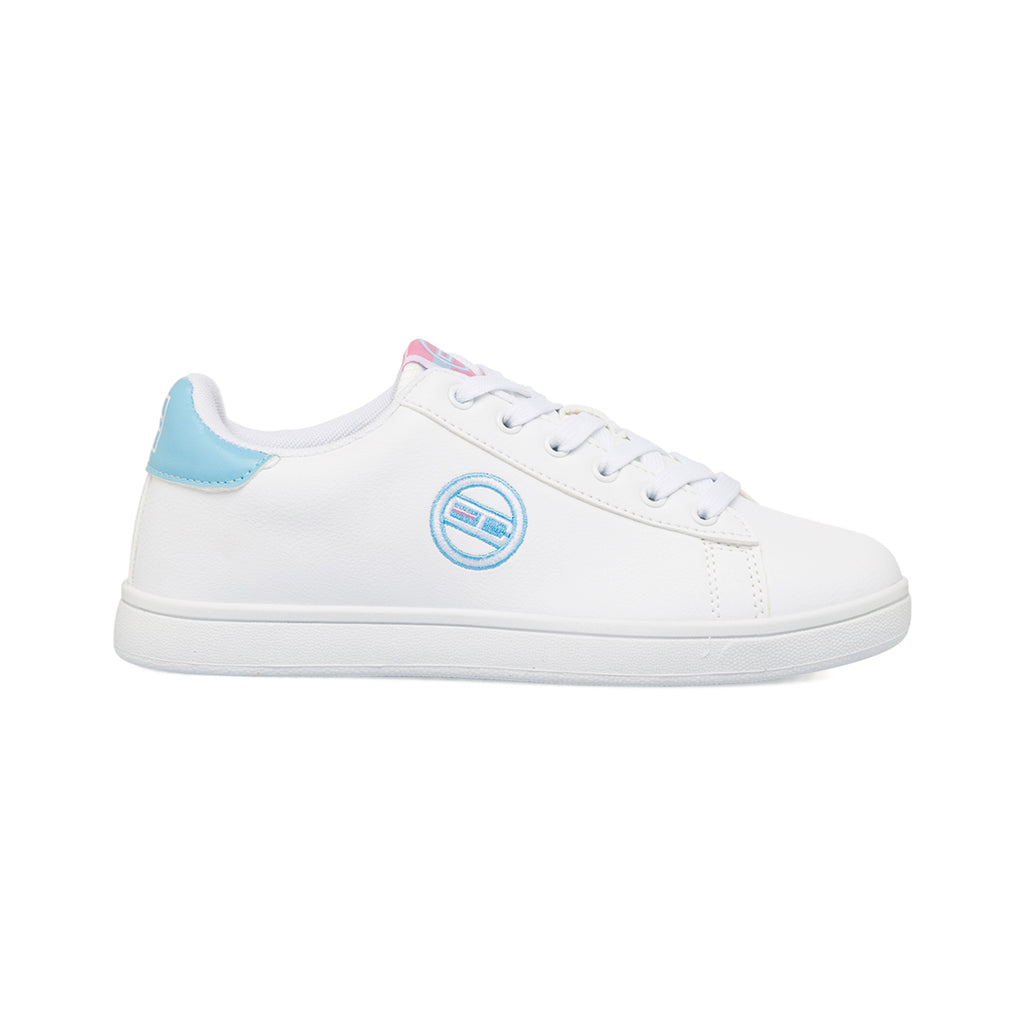Sneakers bianche da ragazza Enrico Coveri con dettagli azzurro e rosa