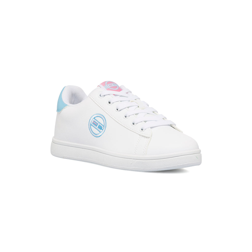 Sneakers bianche da ragazza Enrico Coveri con dettagli azzurro e rosa