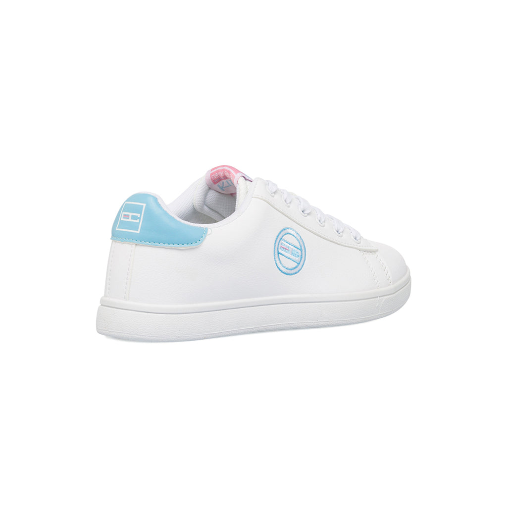 Sneakers bianche da ragazza Enrico Coveri con dettagli azzurro e rosa
