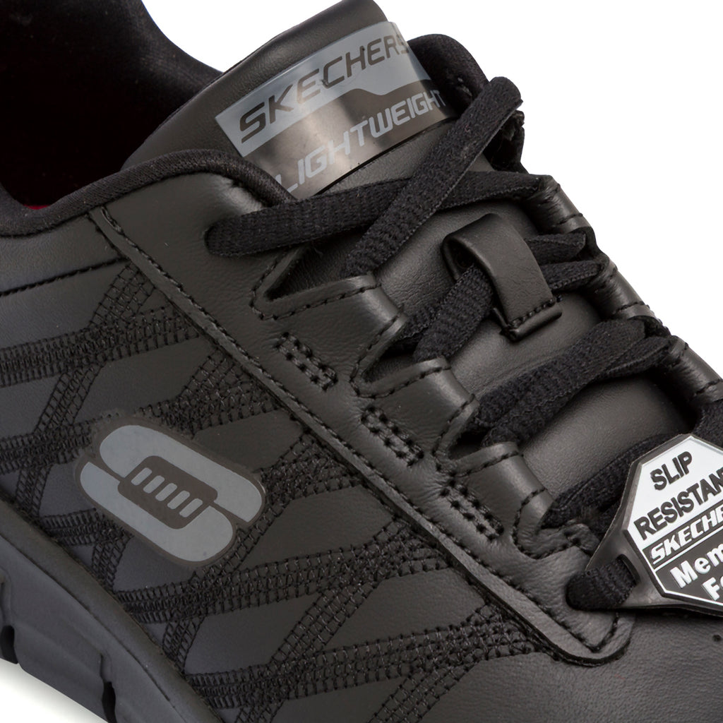 Scarpe antinfortunistiche nere da Donna in pelle Skechers Work Fashion Fit