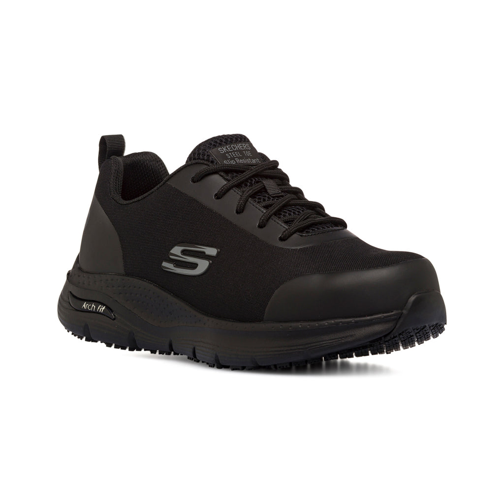 Scarpe antinfortunistiche nere da Uomo in pelle Skechers Work Arch Fit