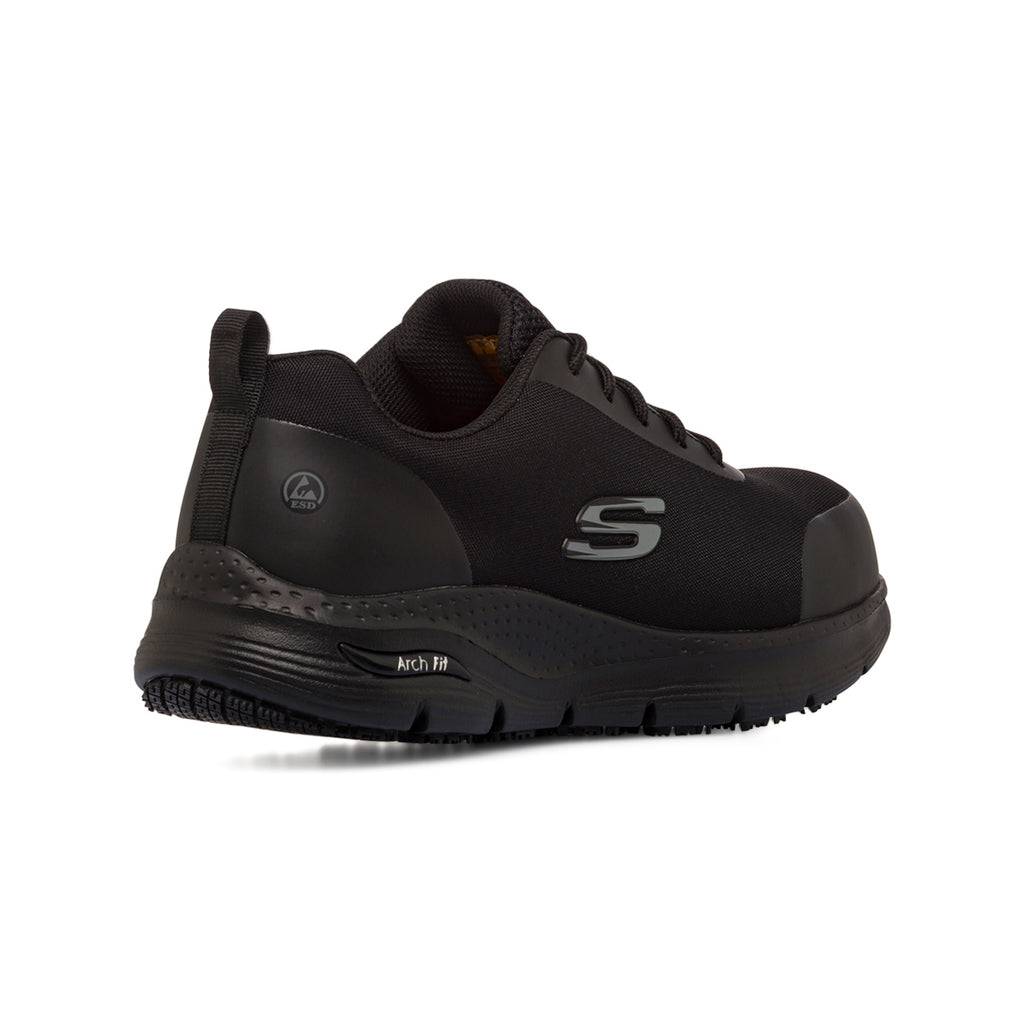Scarpe antinfortunistiche nere da Uomo in pelle Skechers Work Arch Fit