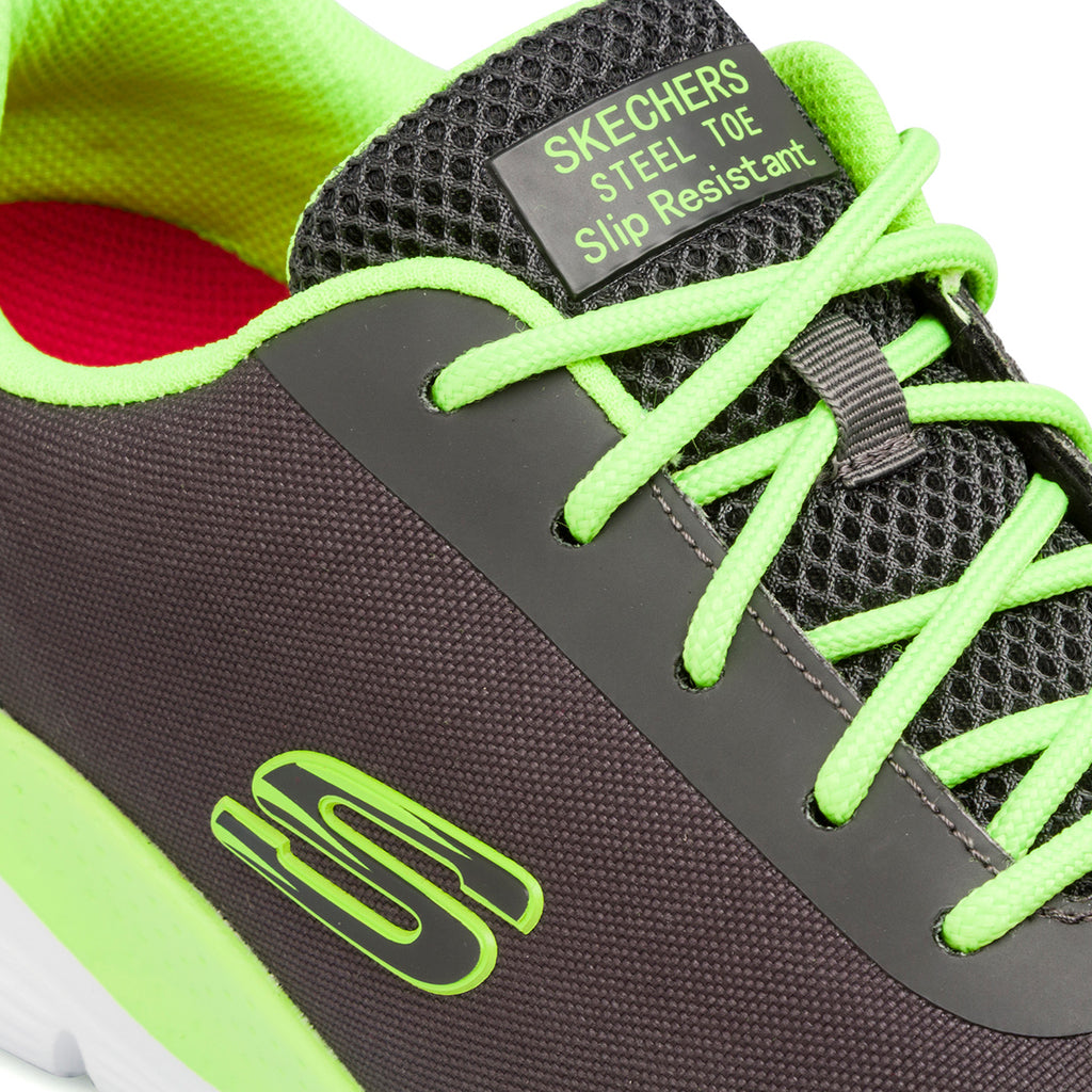 Scarpe antinfortunistiche grigie e verde fluo da Uomo in Memory Foam Skechers Work