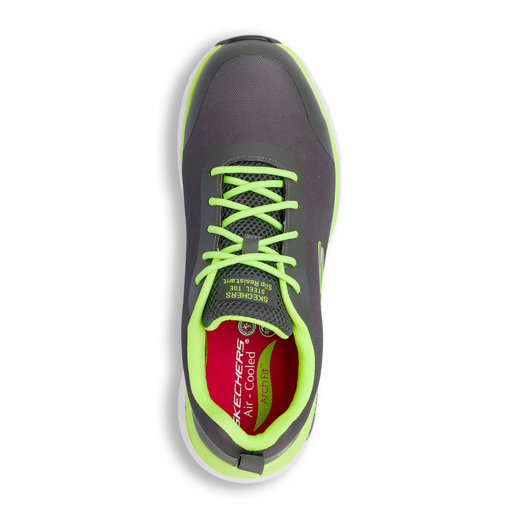 Scarpe antinfortunistiche grigie e verde fluo da Uomo in Memory Foam Skechers Work