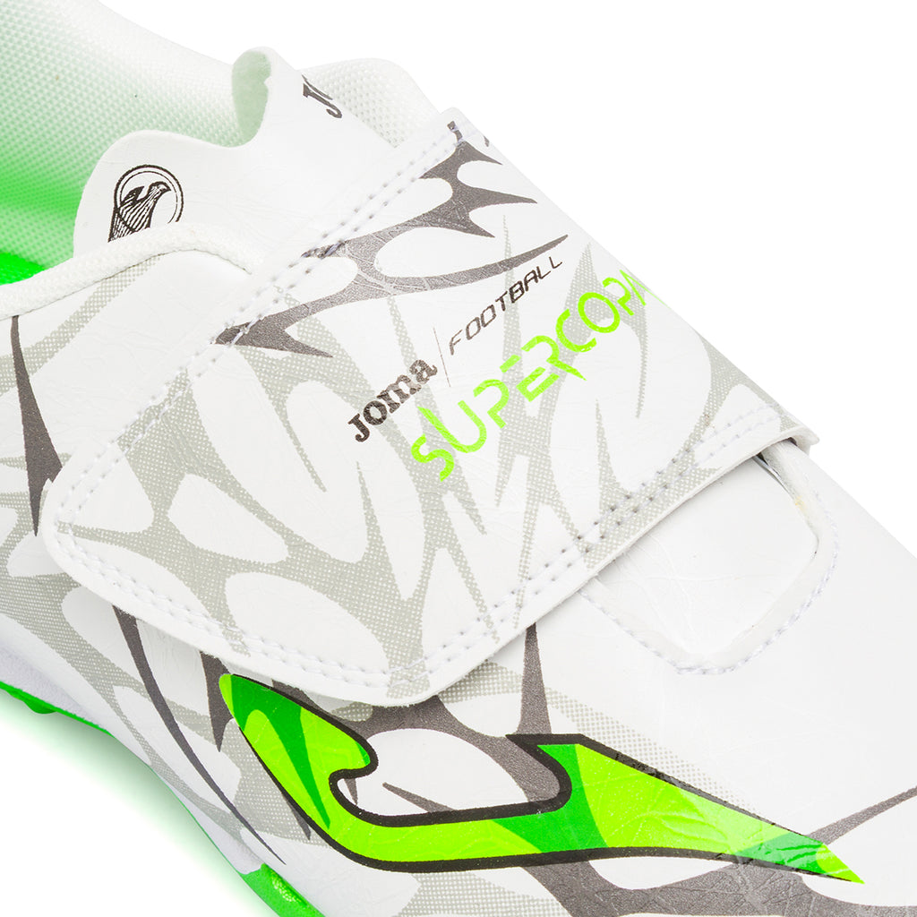 Scarpe da Calcetto bianche da Ragazzo Joma Supercopa con strappo