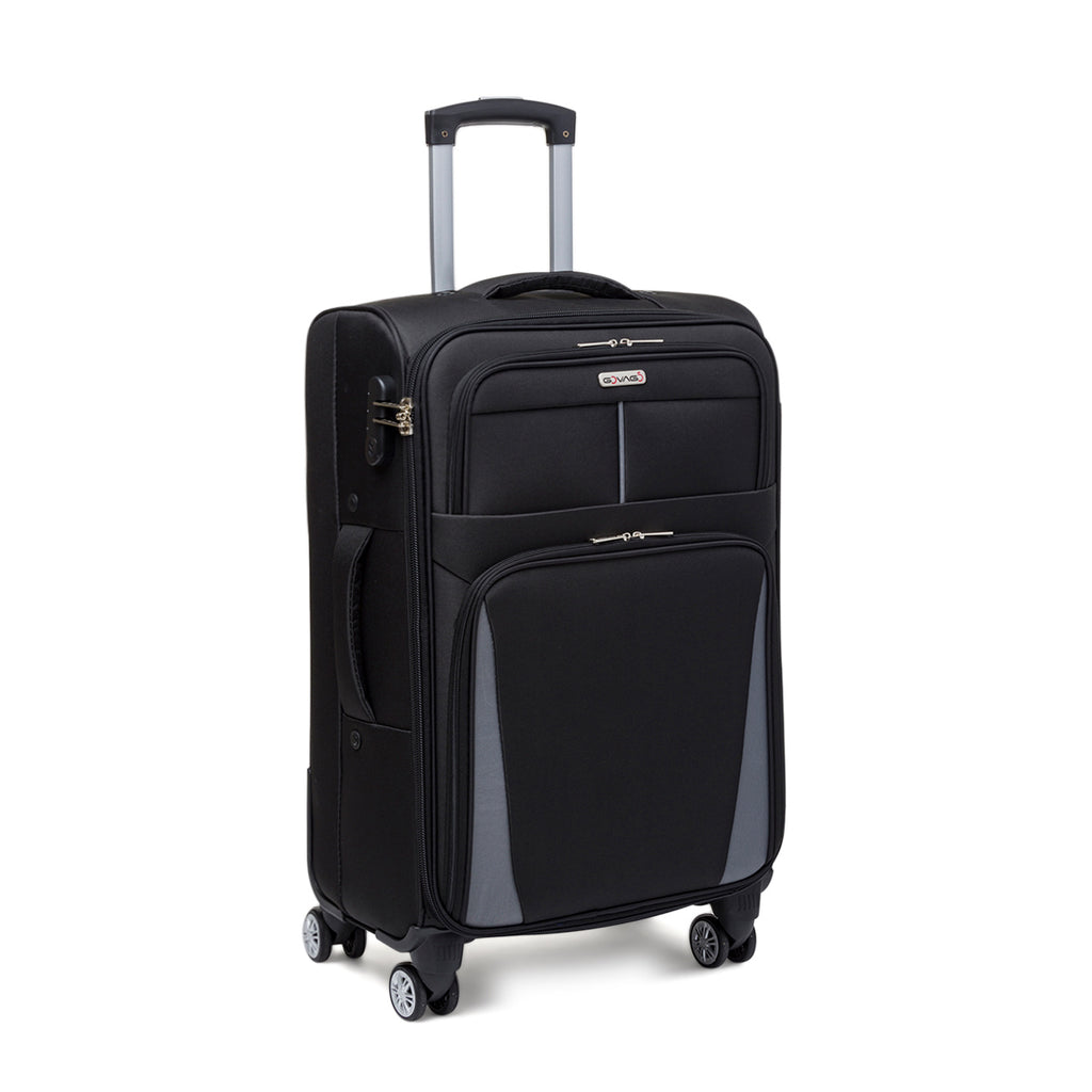Trolley medio nero in tessuto Govago
