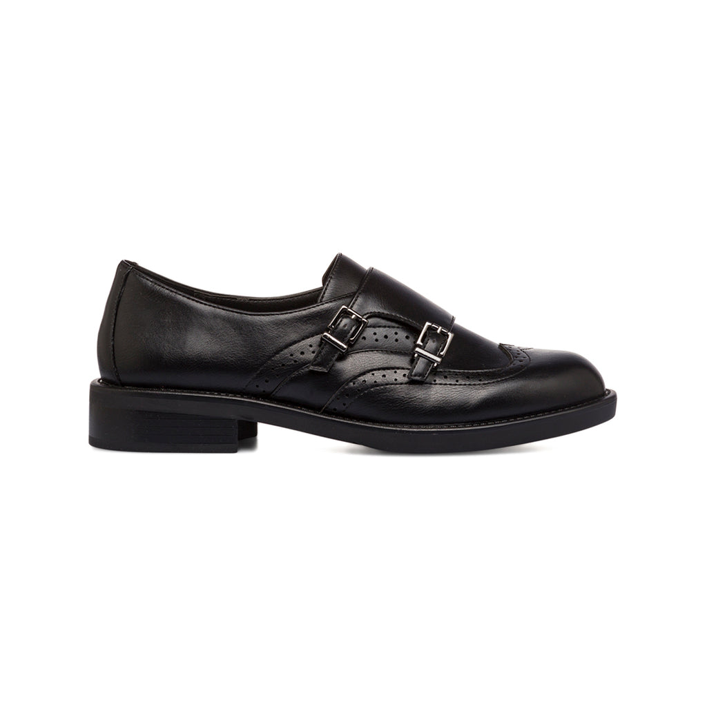 Scarpe nere monk-strap nere da donna con doppia fibbia Swish Jeans