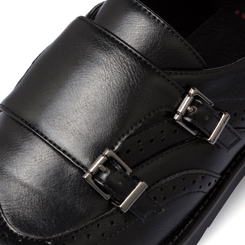 Scarpe nere monk-strap nere da donna con doppia fibbia Swish Jeans