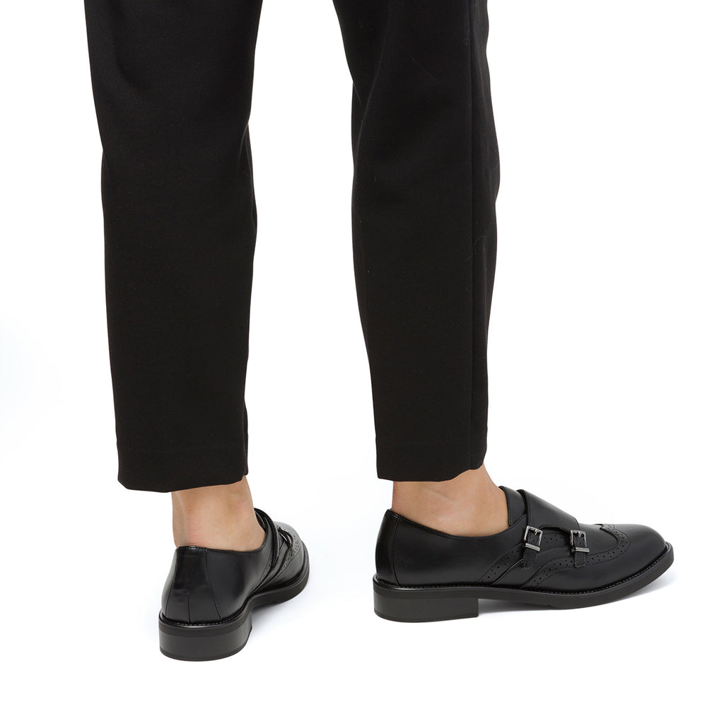 Scarpe nere monk-strap nere da donna con doppia fibbia Swish Jeans