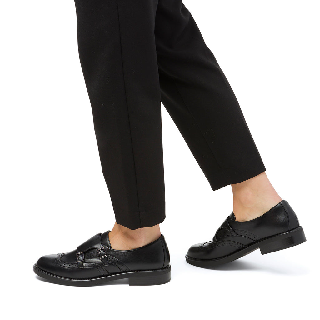 Scarpe nere monk-strap nere da donna con doppia fibbia Swish Jeans