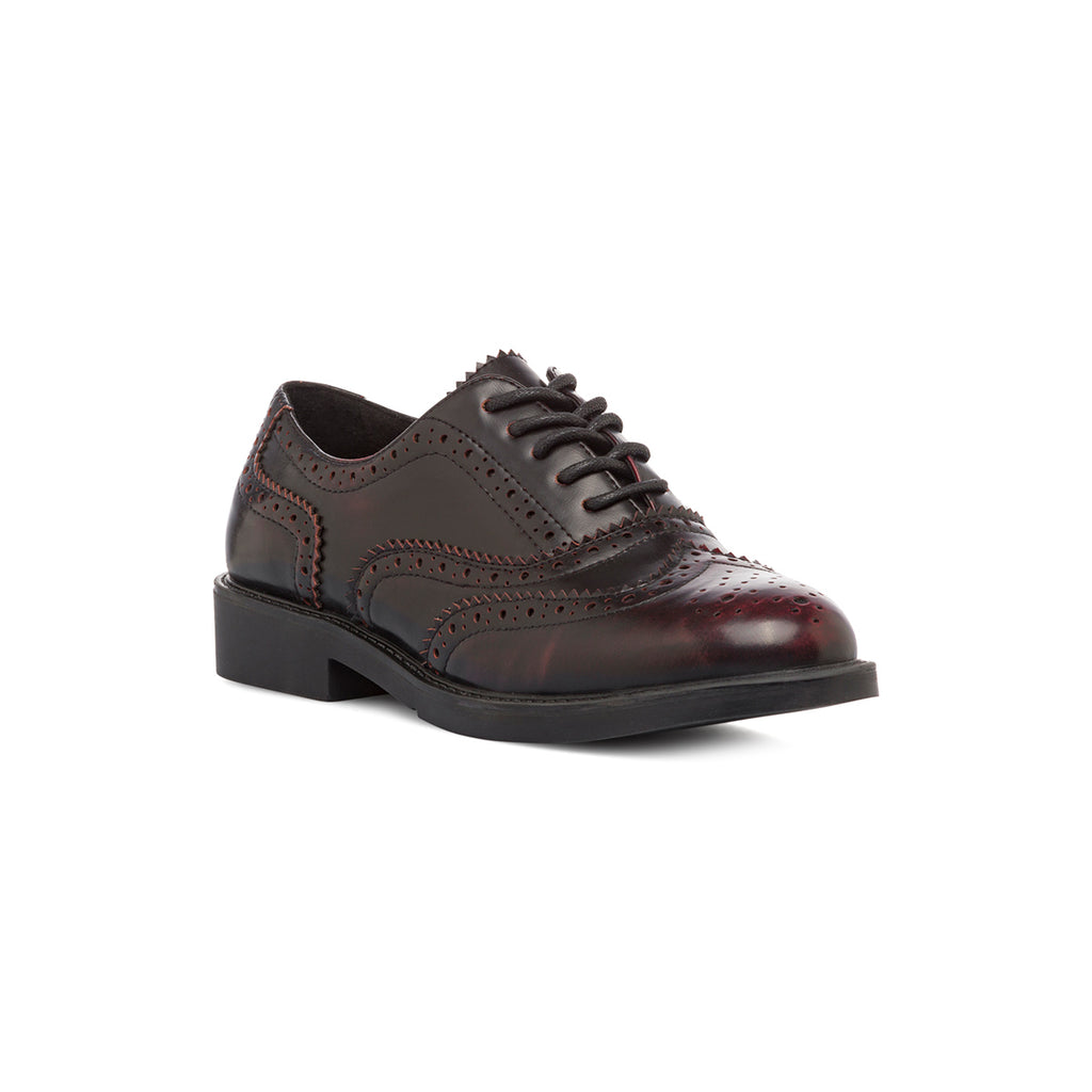 Stringate bordeaux da donna con dettagli brogue e allacciatura oxford Swish Jeans