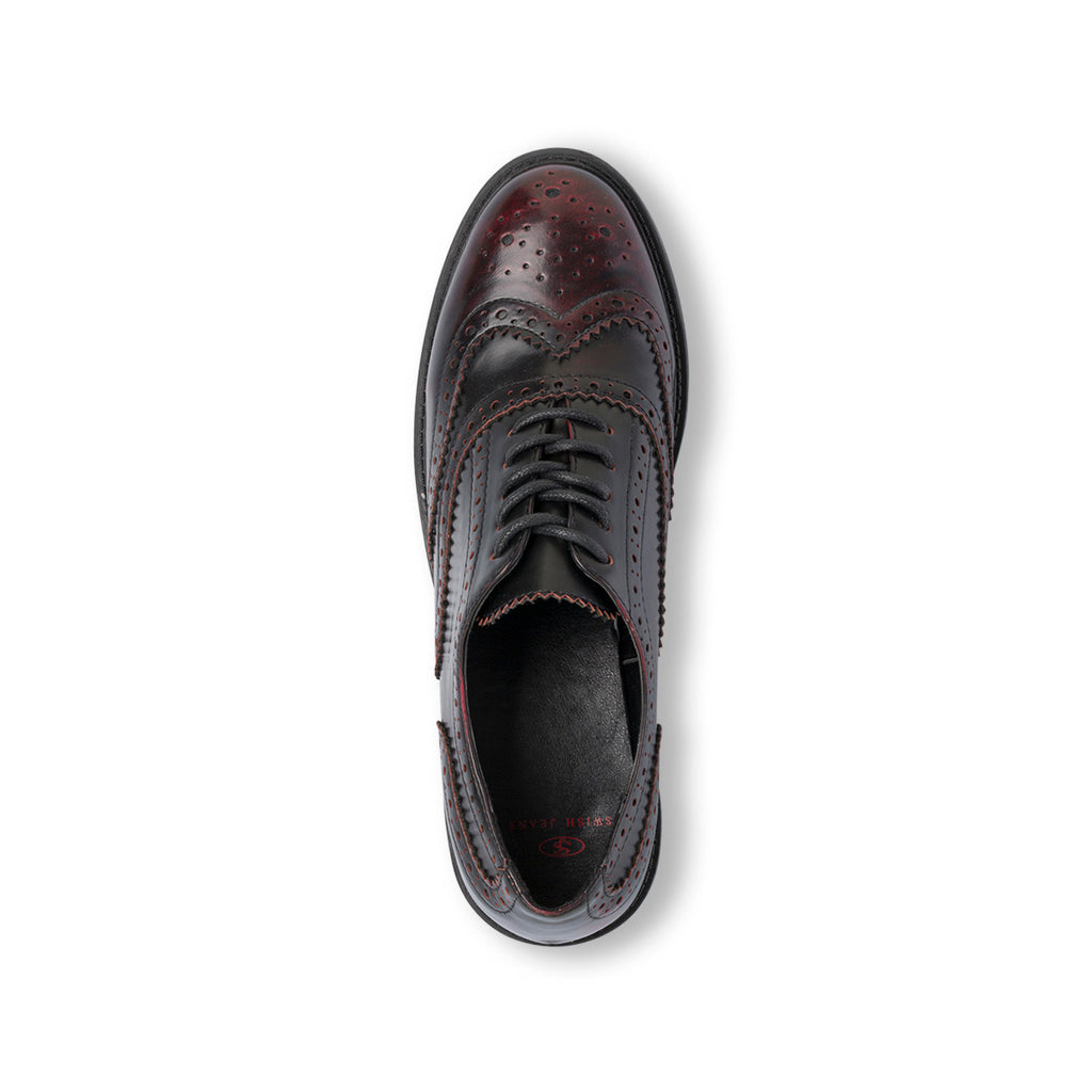 Stringate bordeaux da donna con dettagli brogue e allacciatura oxford Swish Jeans