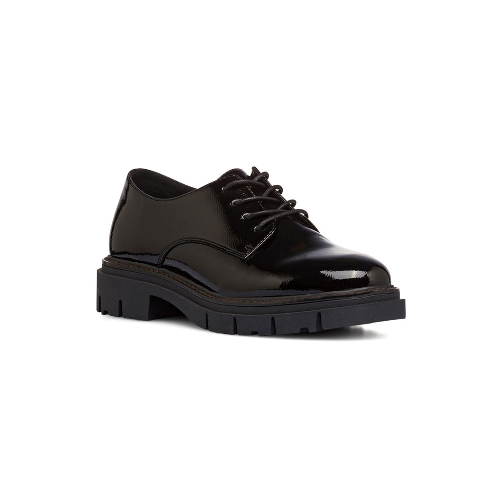 Stringate nere da donna effetto vernice con allacciatura derby Swish Jeans