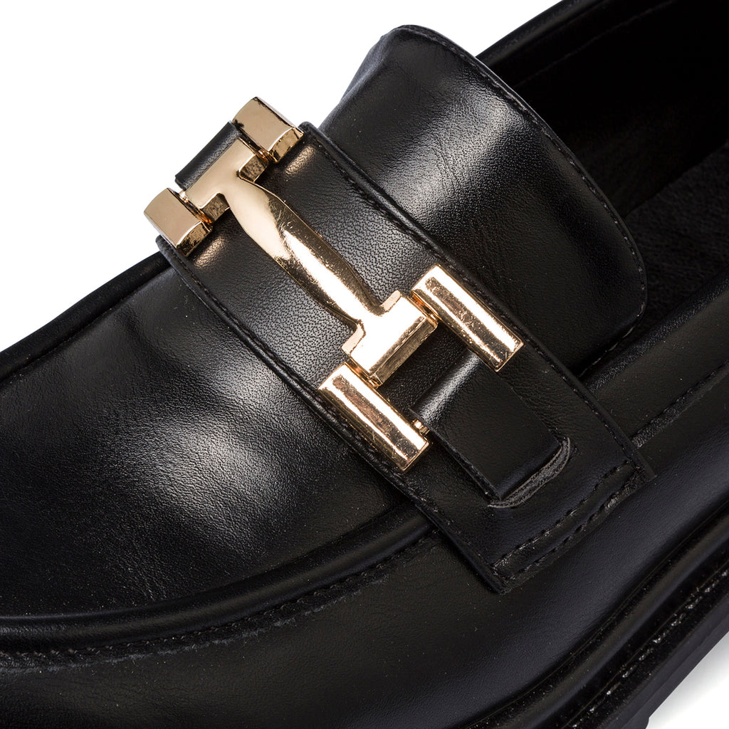 Mocassini neri da donna con morsetto dorato Swish Jeans