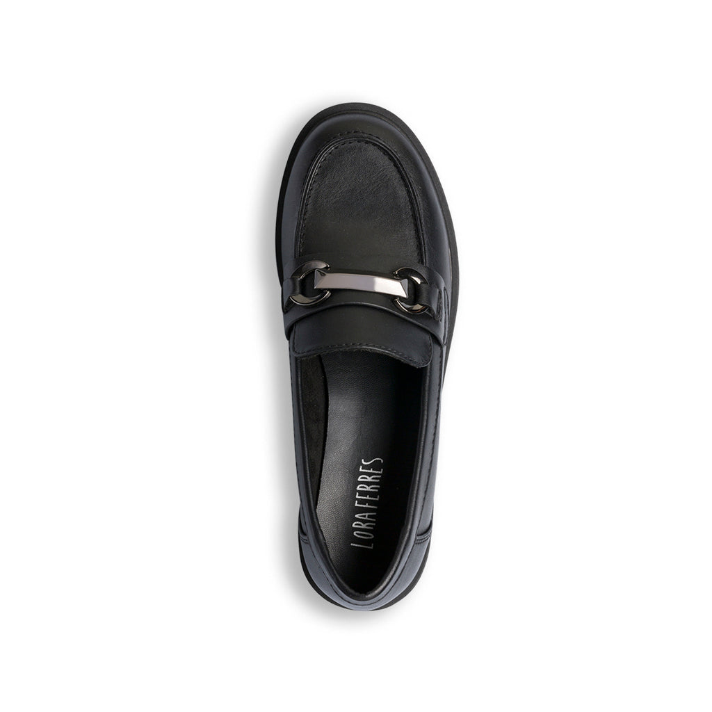 Mocassini chunky da donna neri Lora Ferres con fibbia