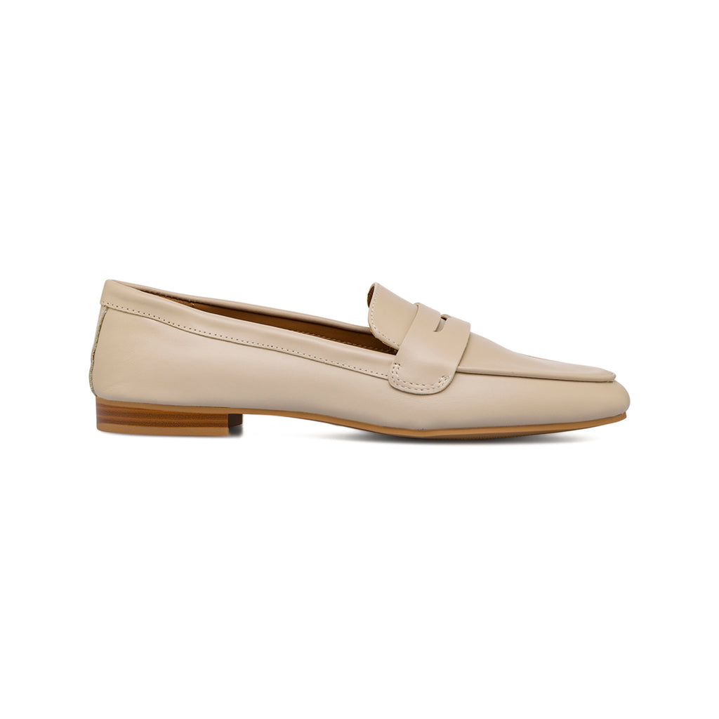 Mocassini da Donna Beige in Pelle con Mascherina Primopiano