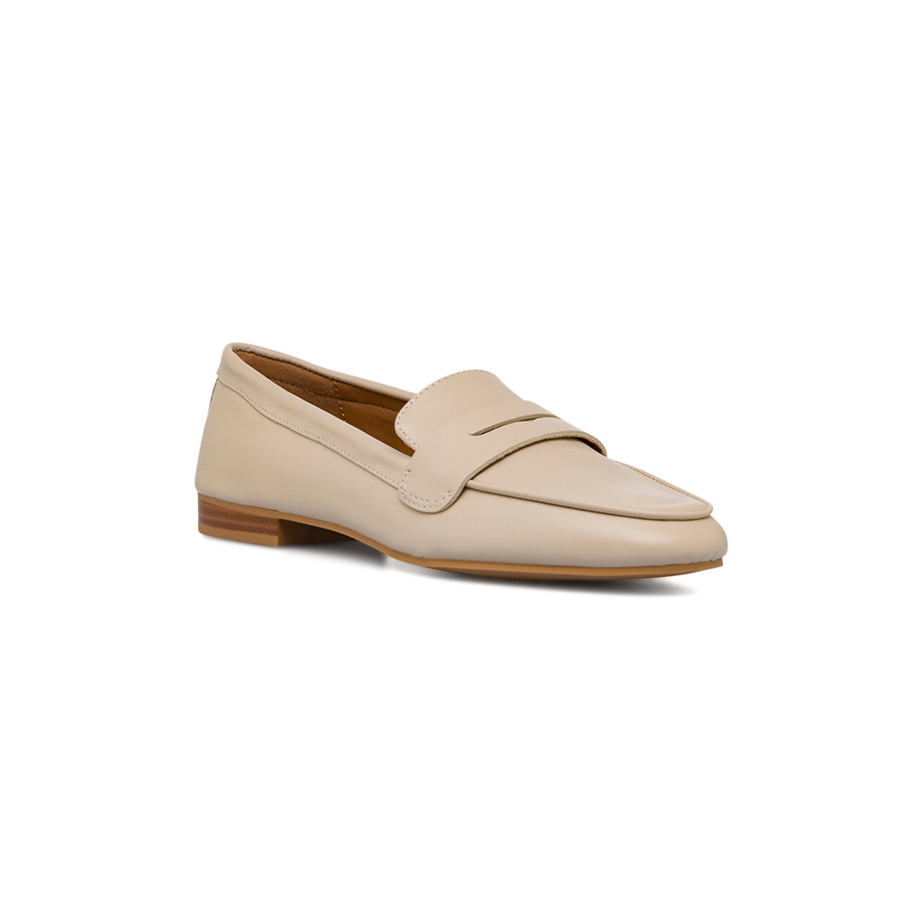 Mocassini da Donna Beige in Pelle con Mascherina Primopiano