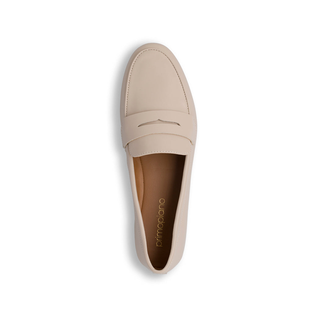 Mocassini da Donna Beige in Pelle con Mascherina Primopiano