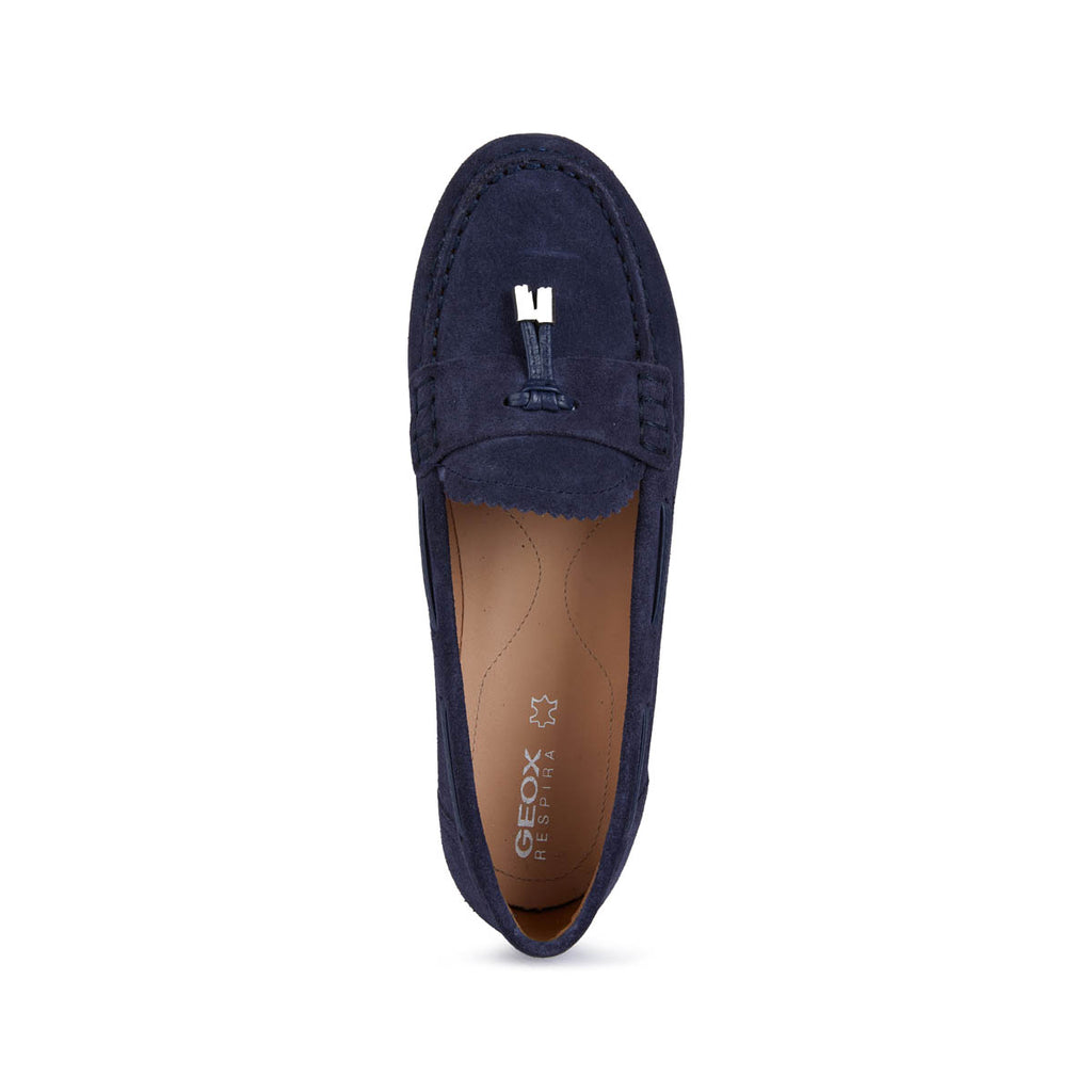 Mocassini blu navy da Donna in pelle scamosciata con nappina Geox