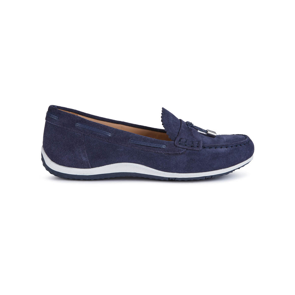 Mocassini blu navy da Donna in pelle scamosciata con nappina Geox
