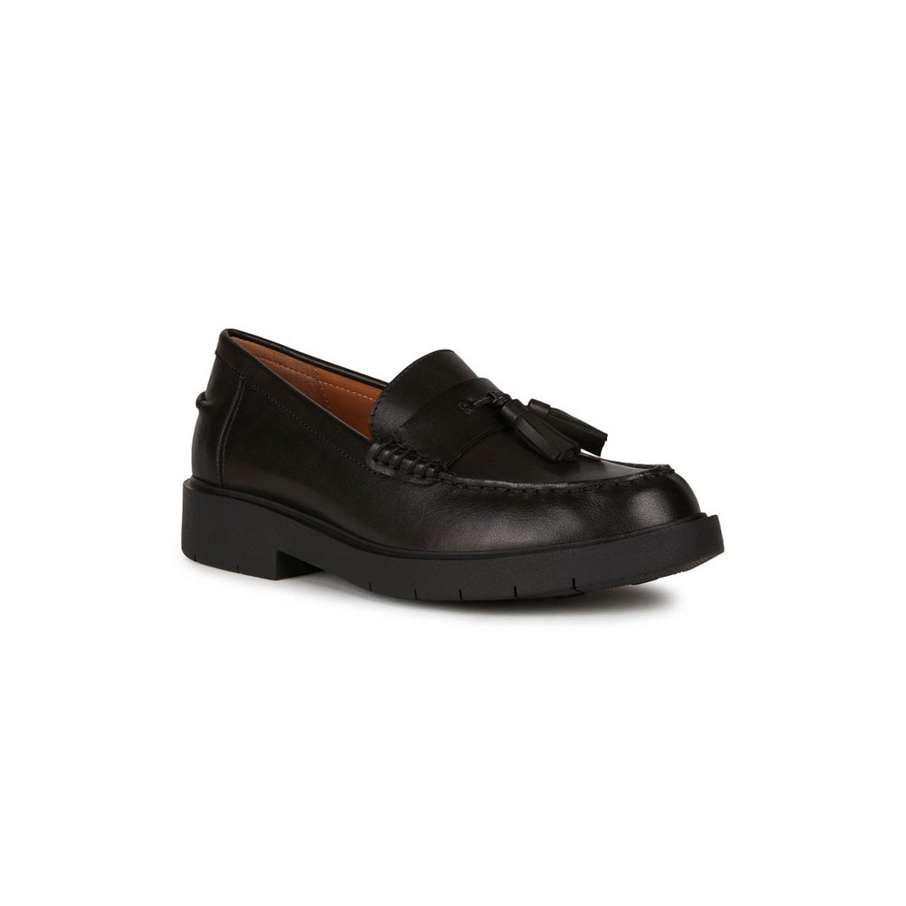 Mocassini neri da Donna con nappina con suola traspirante Geox