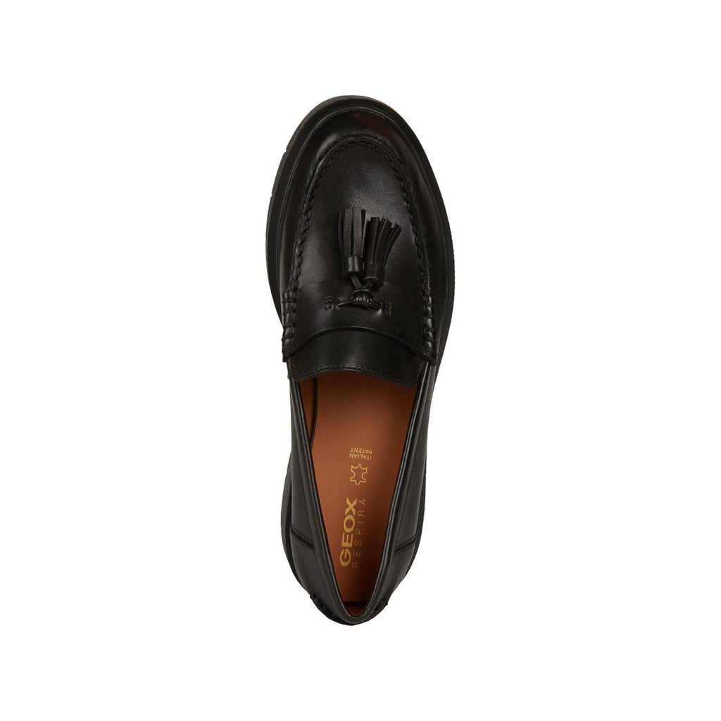 Mocassini neri da Donna con nappina con suola traspirante Geox