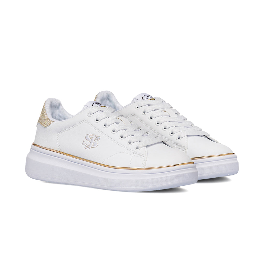Sneakers bianche da donna con dettagli dorati Swish Jeans