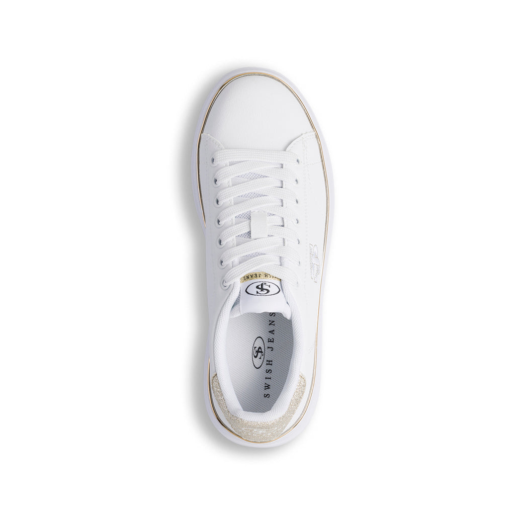 Sneakers bianche da donna con dettagli dorati Swish Jeans