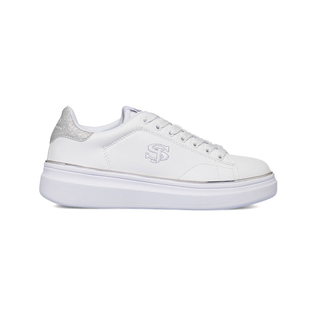 Sneakers bianche da donna con dettagli argento Swish Jeans
