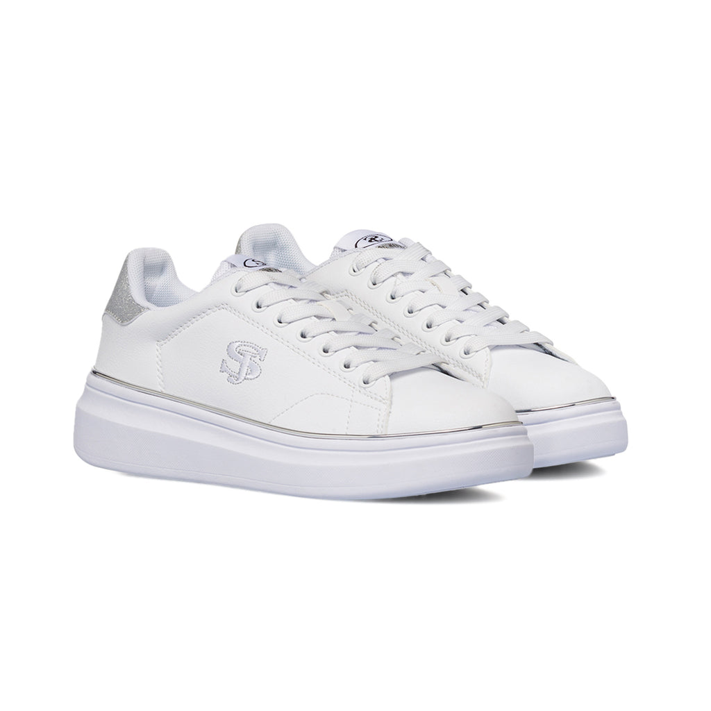 Sneakers bianche da donna con dettagli argento Swish Jeans