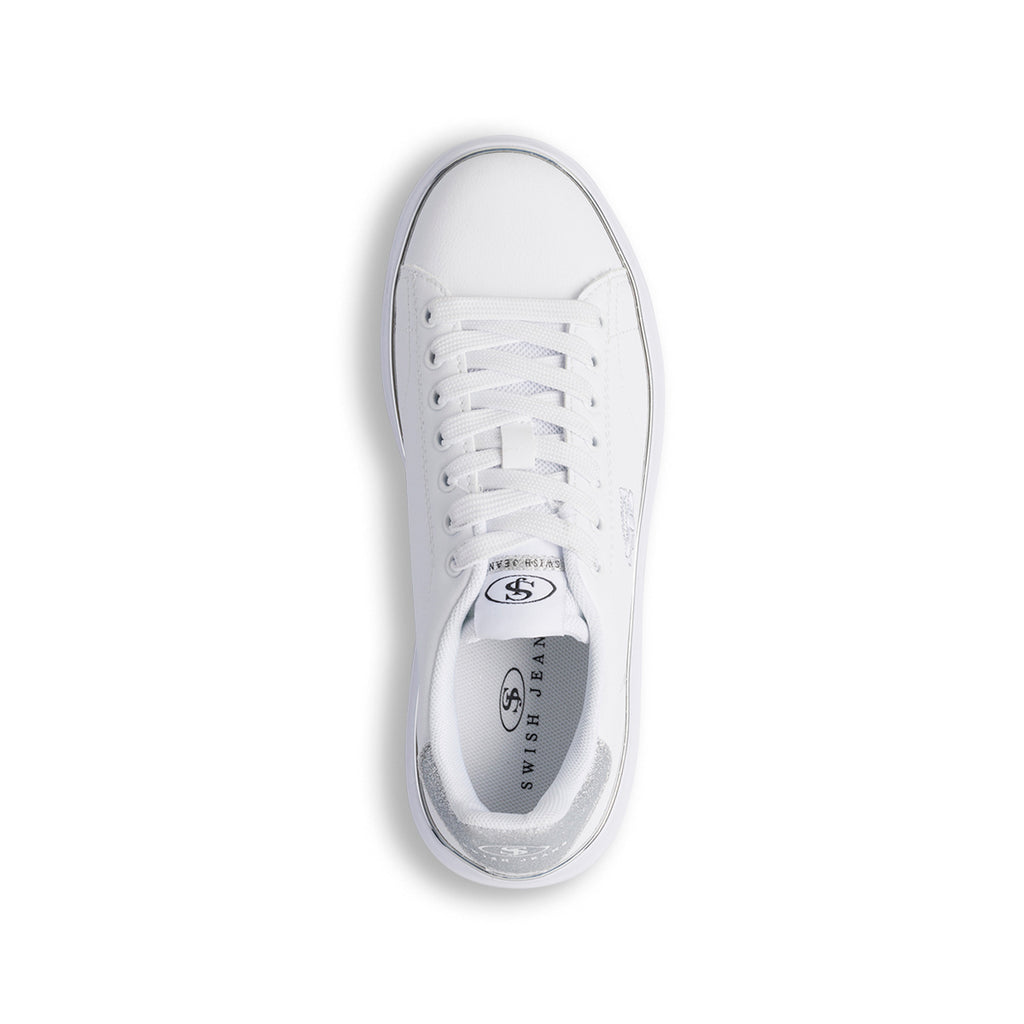 Sneakers bianche da donna con dettagli argento Swish Jeans