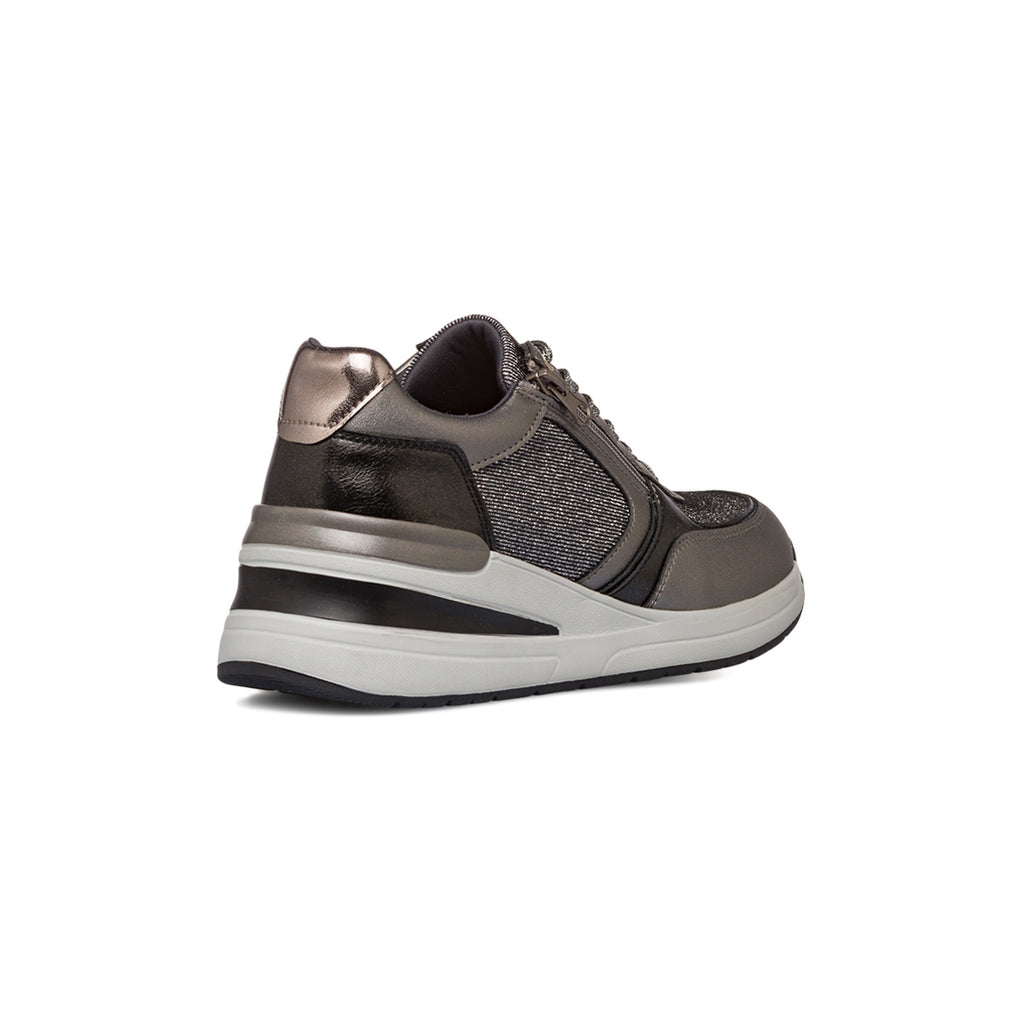 Sneakers grigie da donna con dettagli glitter e zip Lora Ferres