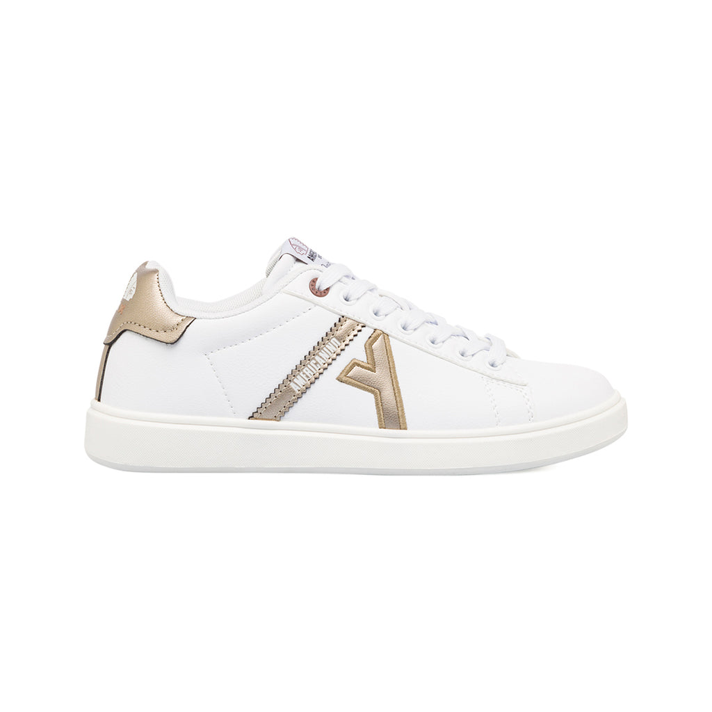 Sneakers bianche da donna Americanino con dettagli bronzo