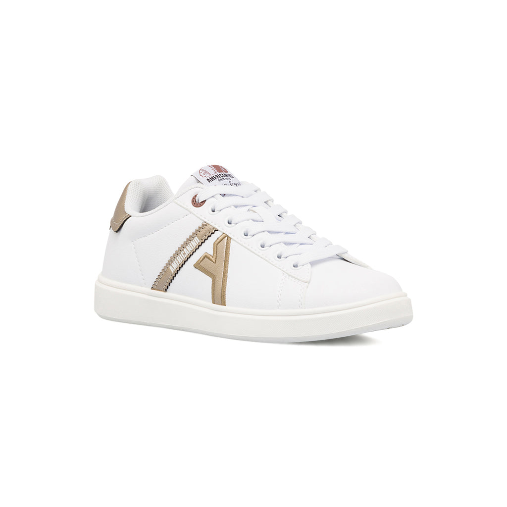 Sneakers bianche da donna Americanino con dettagli bronzo