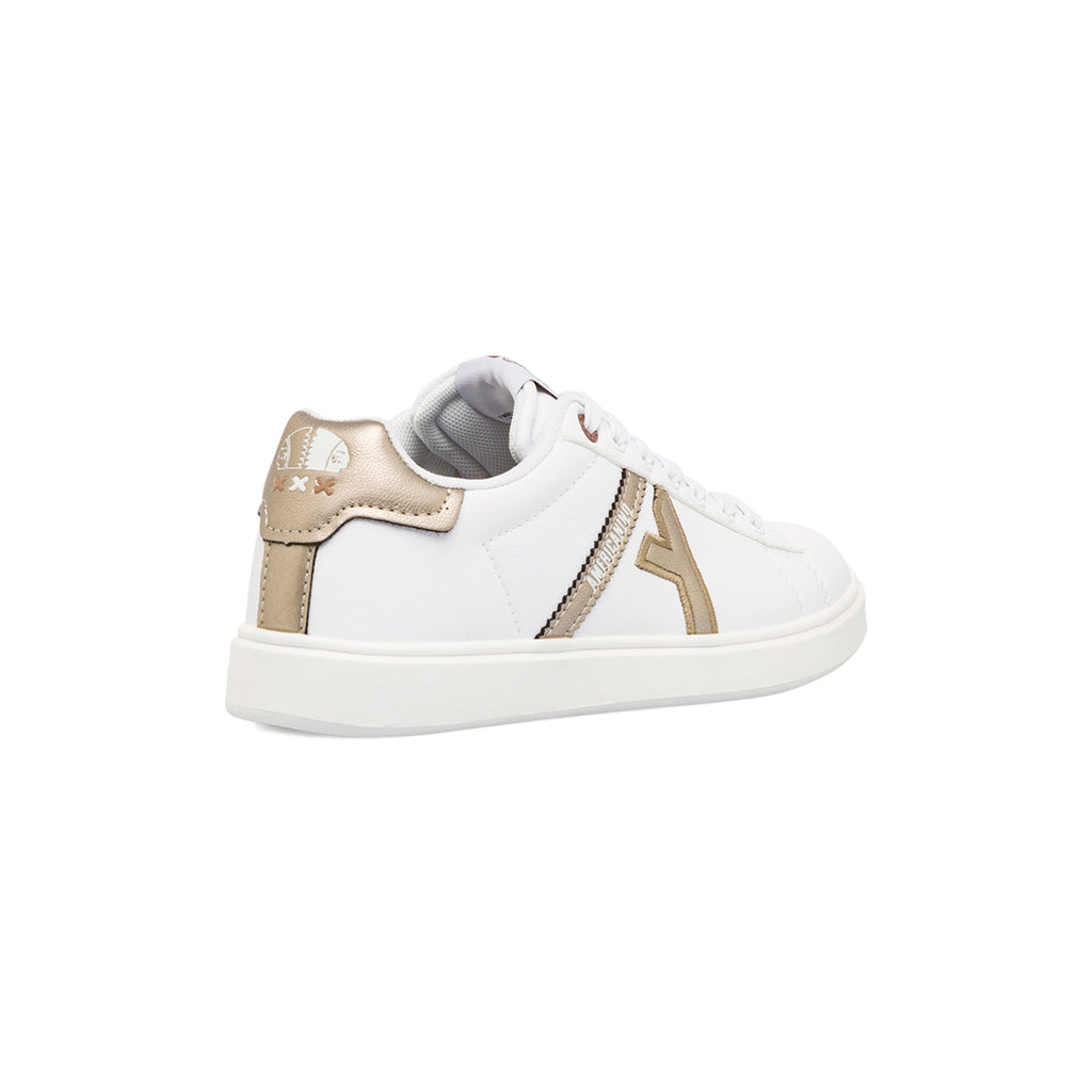 Sneakers bianche da donna Americanino con dettagli bronzo