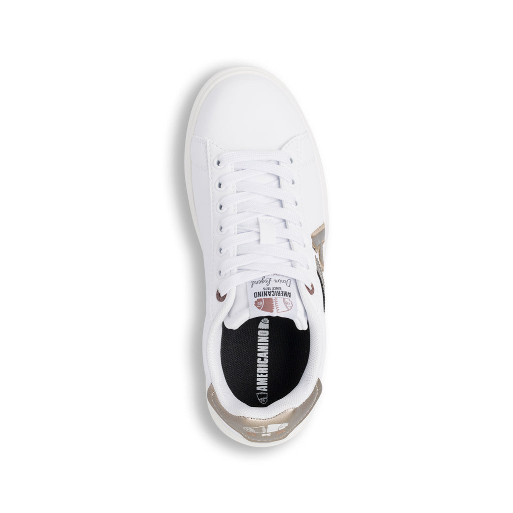 Sneakers bianche da donna Americanino con dettagli bronzo