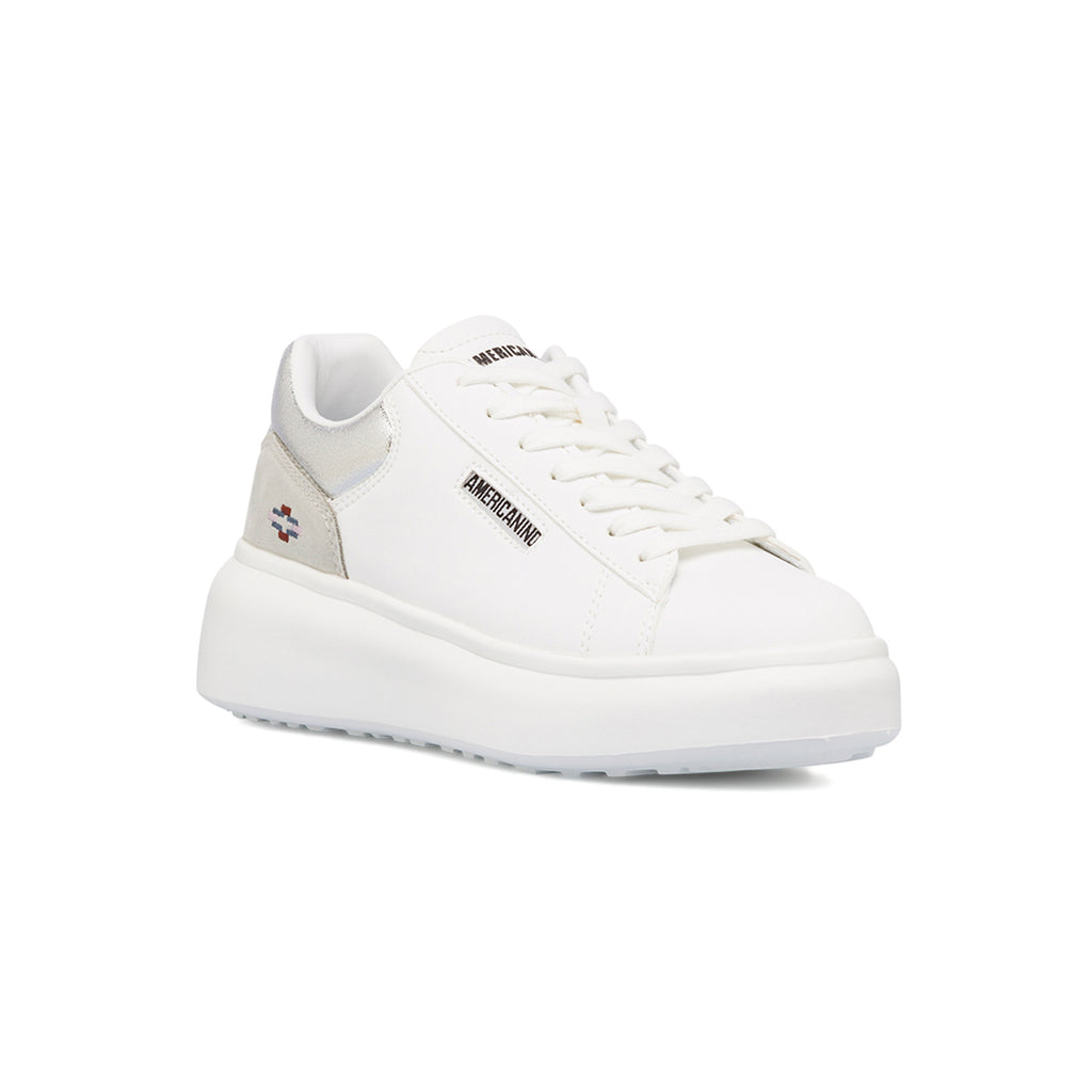 Sneakers platform bianche da donna con dettaglio argento Americanino